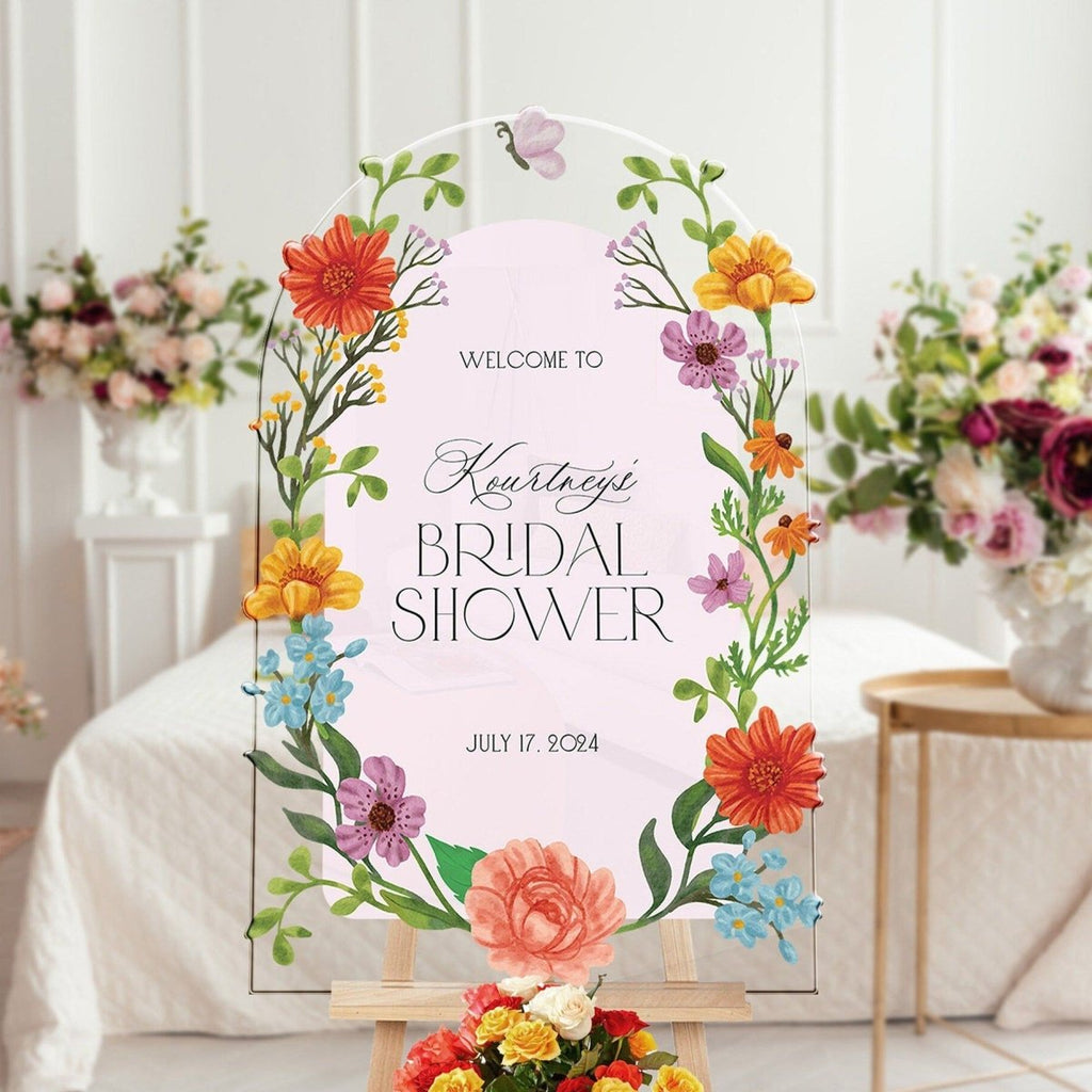 Floral Bridal Shower Welcome Sign, Wildflowers Bridal Shower Sign - SpeedyOrders