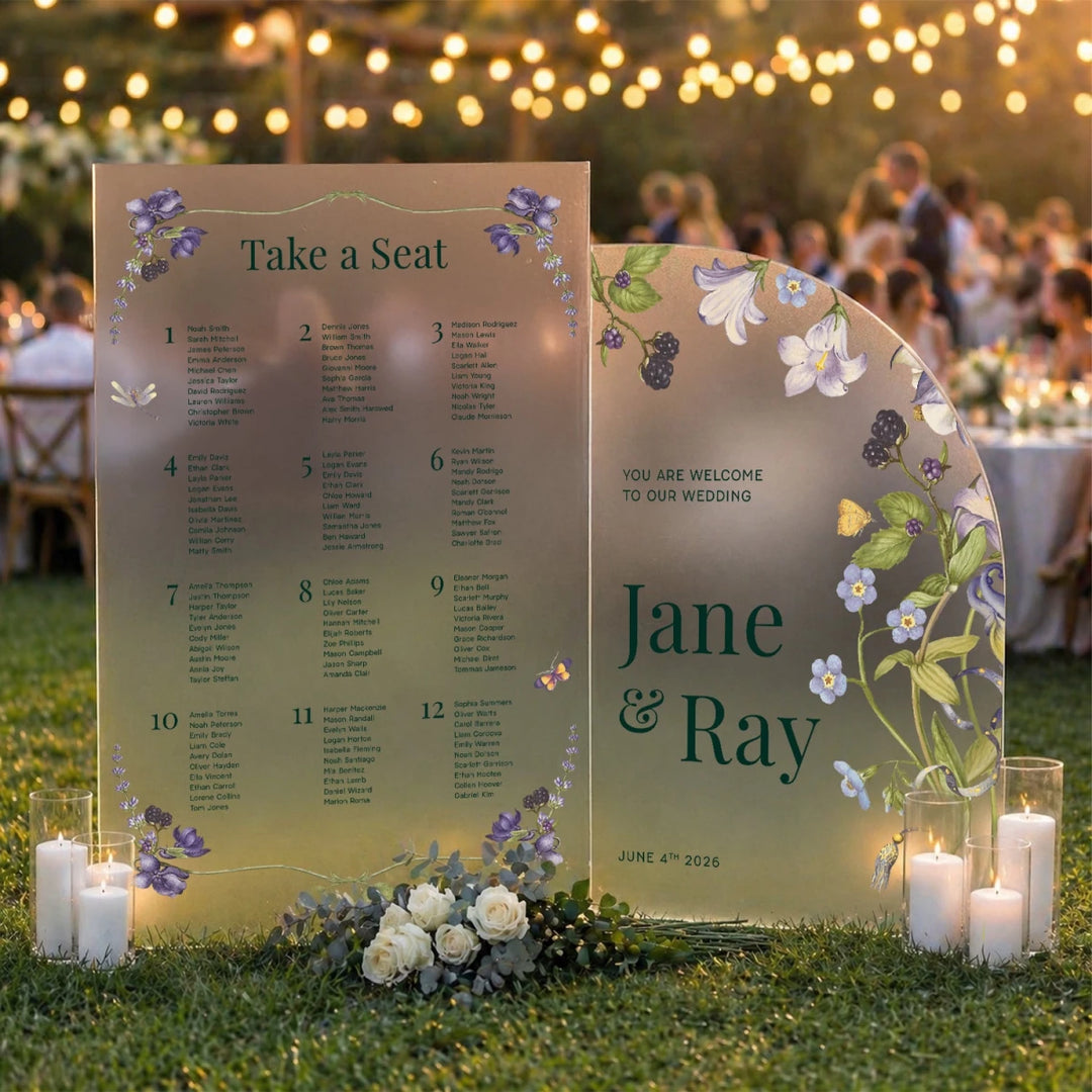 Floral Edge Wedding Welcome Sign & Seating Chart Set - SpeedyOrders