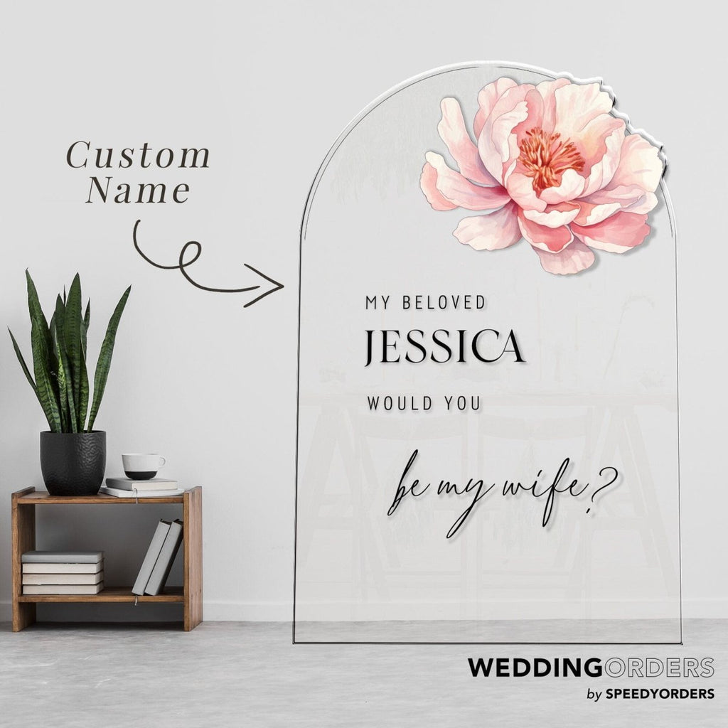 Floral Engagement Welcome Sign, Custom Engagement Entrance Sign - SpeedyOrders