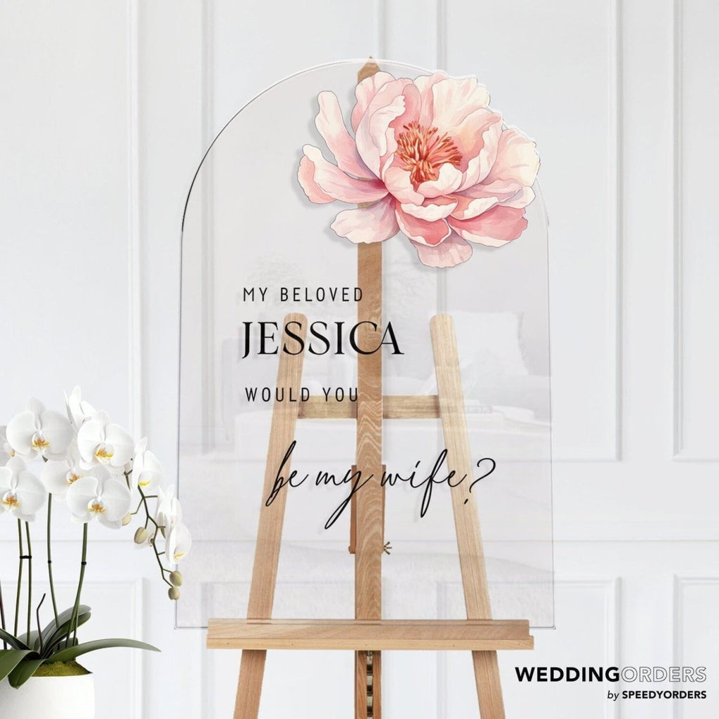 Floral Engagement Welcome Sign, Custom Engagement Entrance Sign - SpeedyOrders