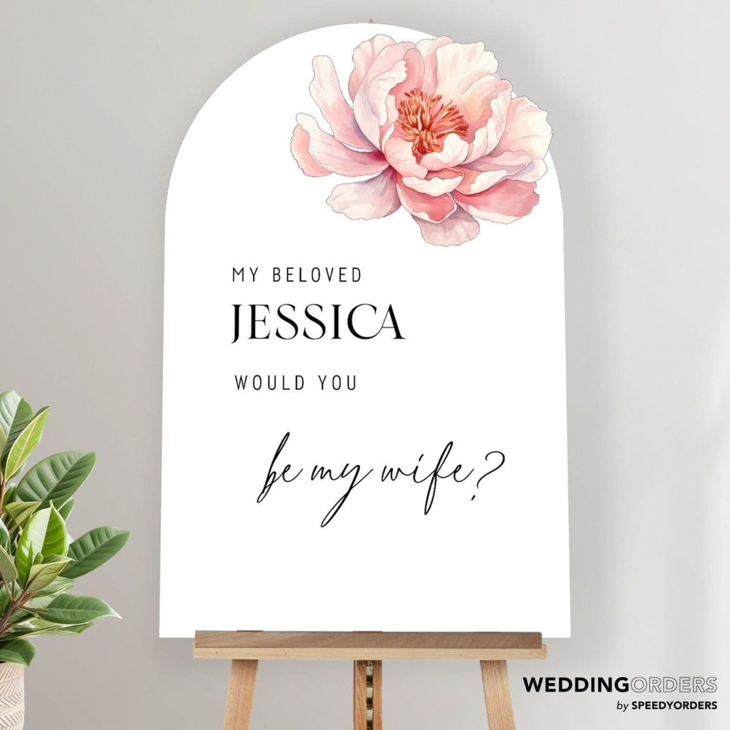 Floral Engagement Welcome Sign, Custom Engagement Entrance Sign - SpeedyOrders