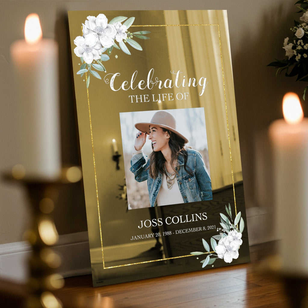Floral Funeral Sign With Photo - SpeedyOrders