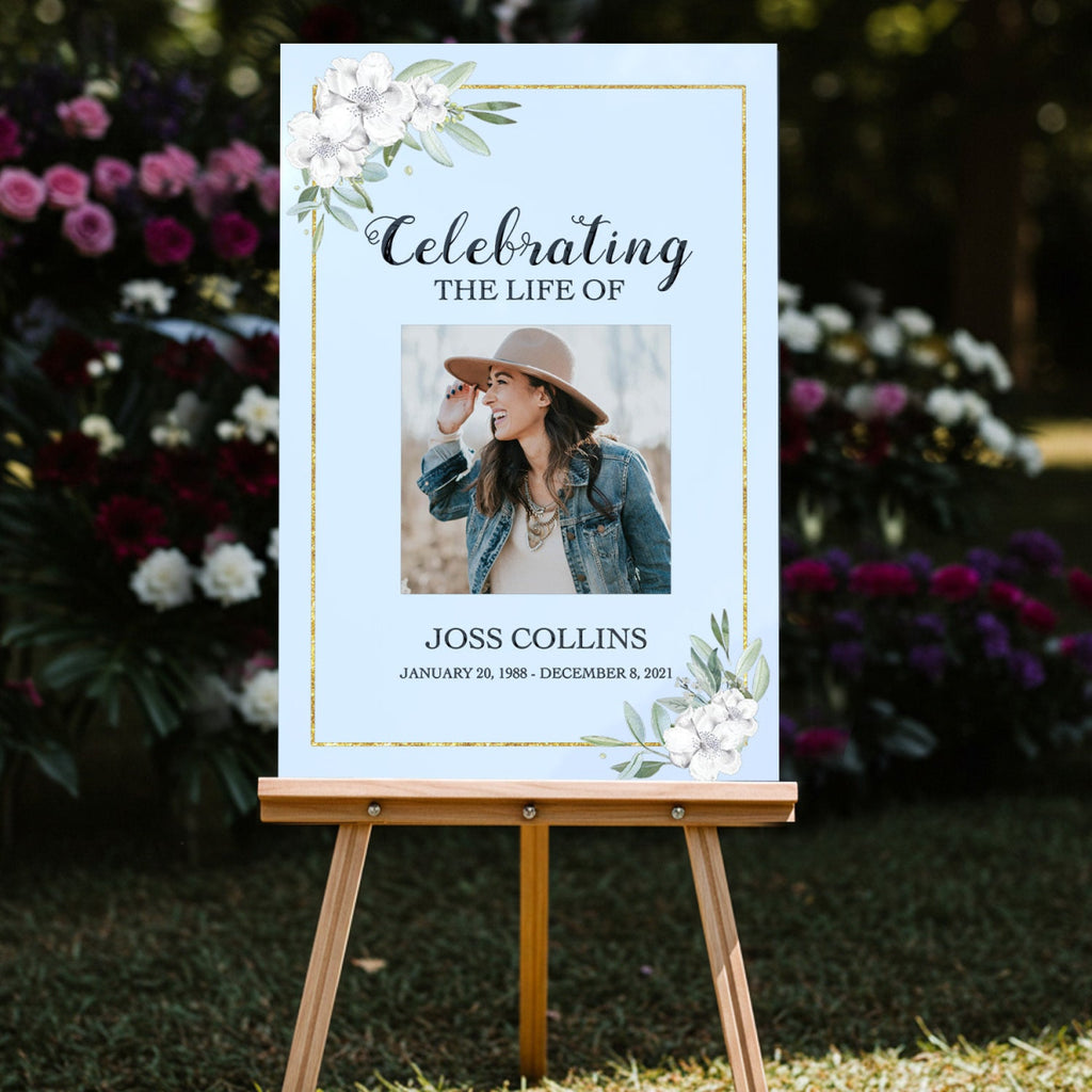 Floral Funeral Sign With Photo - SpeedyOrders