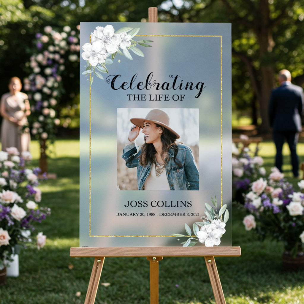 Floral Funeral Sign With Photo - SpeedyOrders