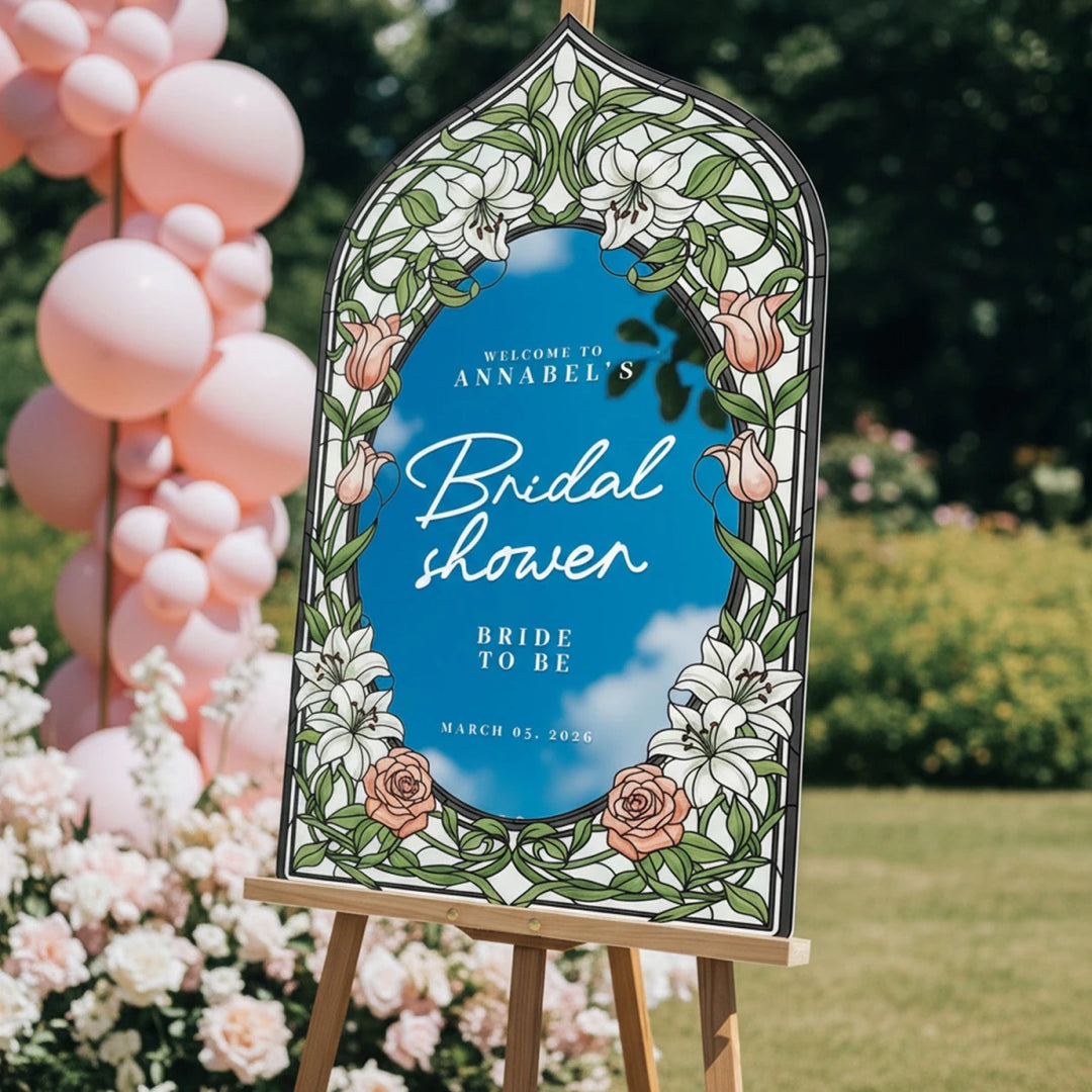 Floral Stained Glass Bridal Shower Sign - SpeedyOrders