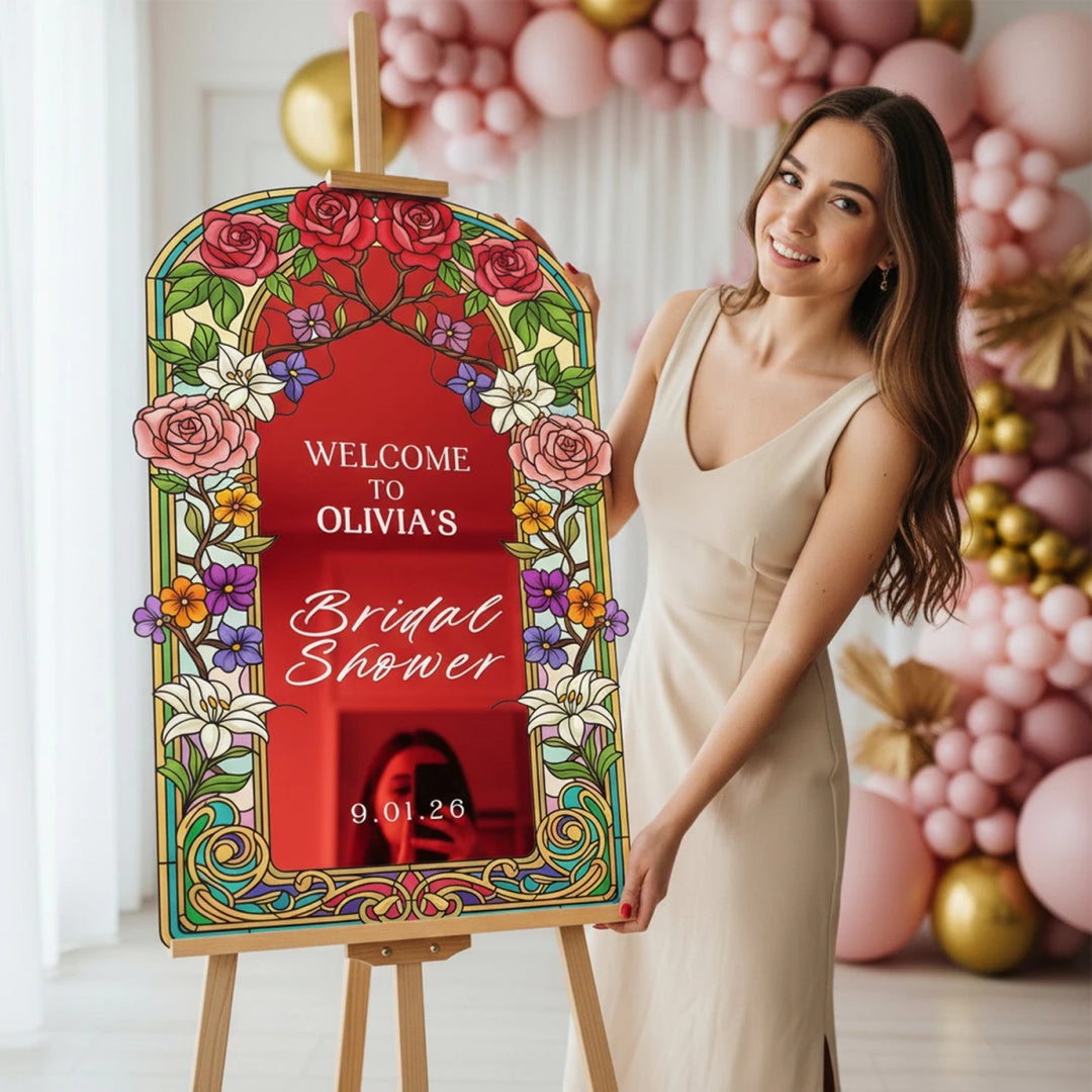 Floral Stained Glass Bridal Shower Sign - SpeedyOrders