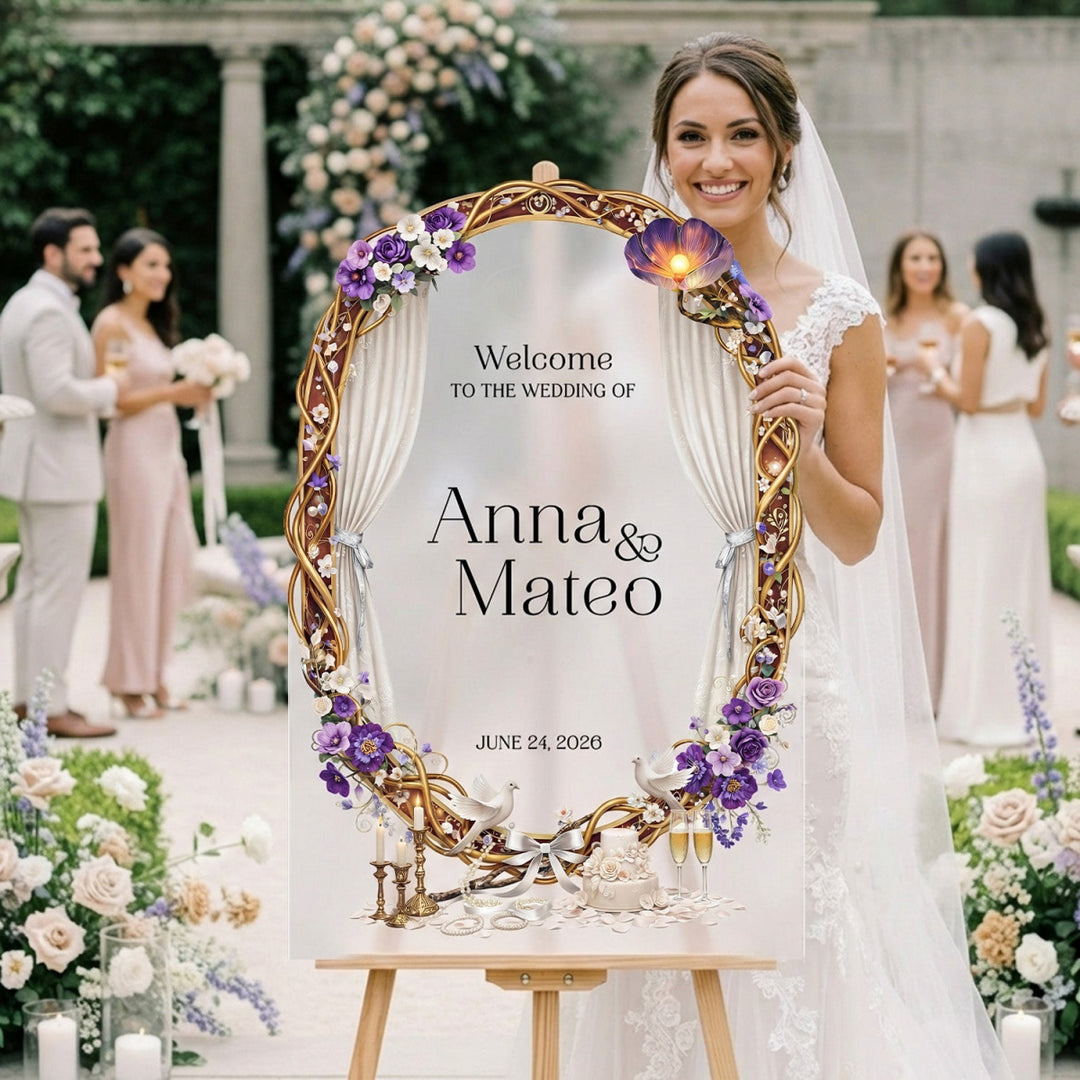 Floral Stained Glass Wedding Sign - SpeedyOrders