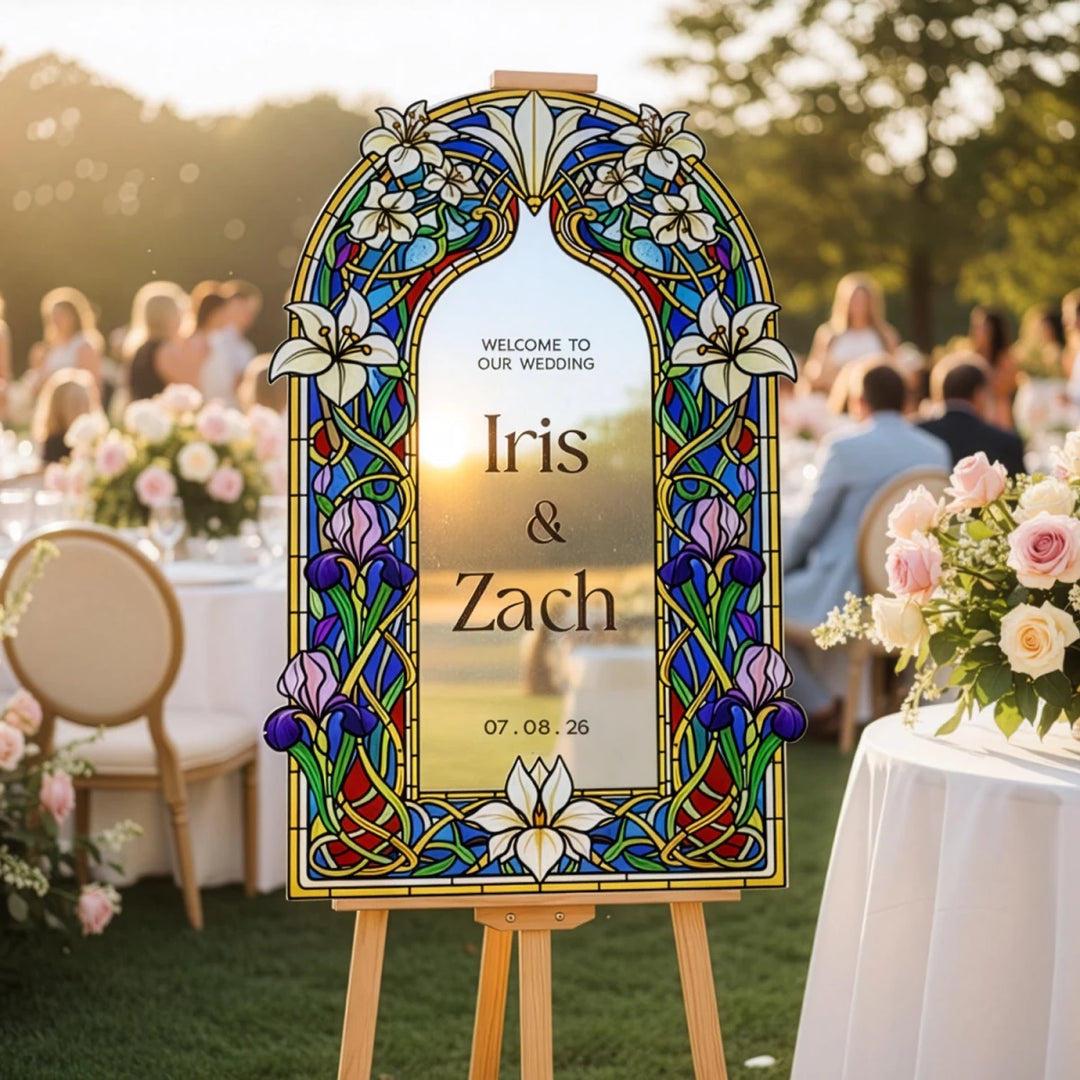 Floral Stained Glass Wedding Sign - SpeedyOrders