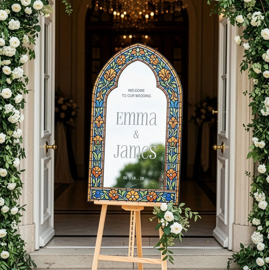 Floral Stained Glass Wedding Sign - SpeedyOrders
