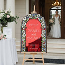 Floral Stained Glass Wedding Sign, Arched Garden Vine Wedding Welcome Sign - SpeedyOrders