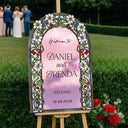 Floral Stained Glass Wedding Sign, Arched Garden Vine Wedding Welcome Sign - SpeedyOrders