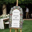 Floral Stained Glass Wedding Sign, Arched Garden Vine Wedding Welcome Sign - SpeedyOrders