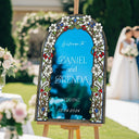 Floral Stained Glass Wedding Sign, Arched Garden Vine Wedding Welcome Sign - SpeedyOrders