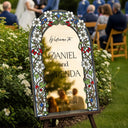 Floral Stained Glass Wedding Sign, Arched Garden Vine Wedding Welcome Sign - SpeedyOrders