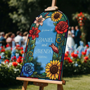 Floral Stained Glass Wedding Sign, Arched Mirror Wedding Welcome Sign - SpeedyOrders