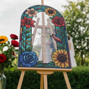 Floral Stained Glass Wedding Sign, Arched Mirror Wedding Welcome Sign - SpeedyOrders