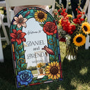 Floral Stained Glass Wedding Sign, Arched Mirror Wedding Welcome Sign - SpeedyOrders