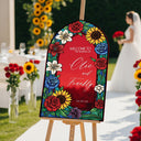 Floral Stained Glass Wedding Sign, Mirror Sunflowers Wedding Welcome Sign - SpeedyOrders