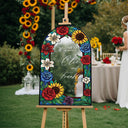 Floral Stained Glass Wedding Sign, Mirror Sunflowers Wedding Welcome Sign - SpeedyOrders