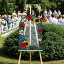 Floral Stained Glass Wedding Sign, Mirror Sunflowers Wedding Welcome Sign - SpeedyOrders