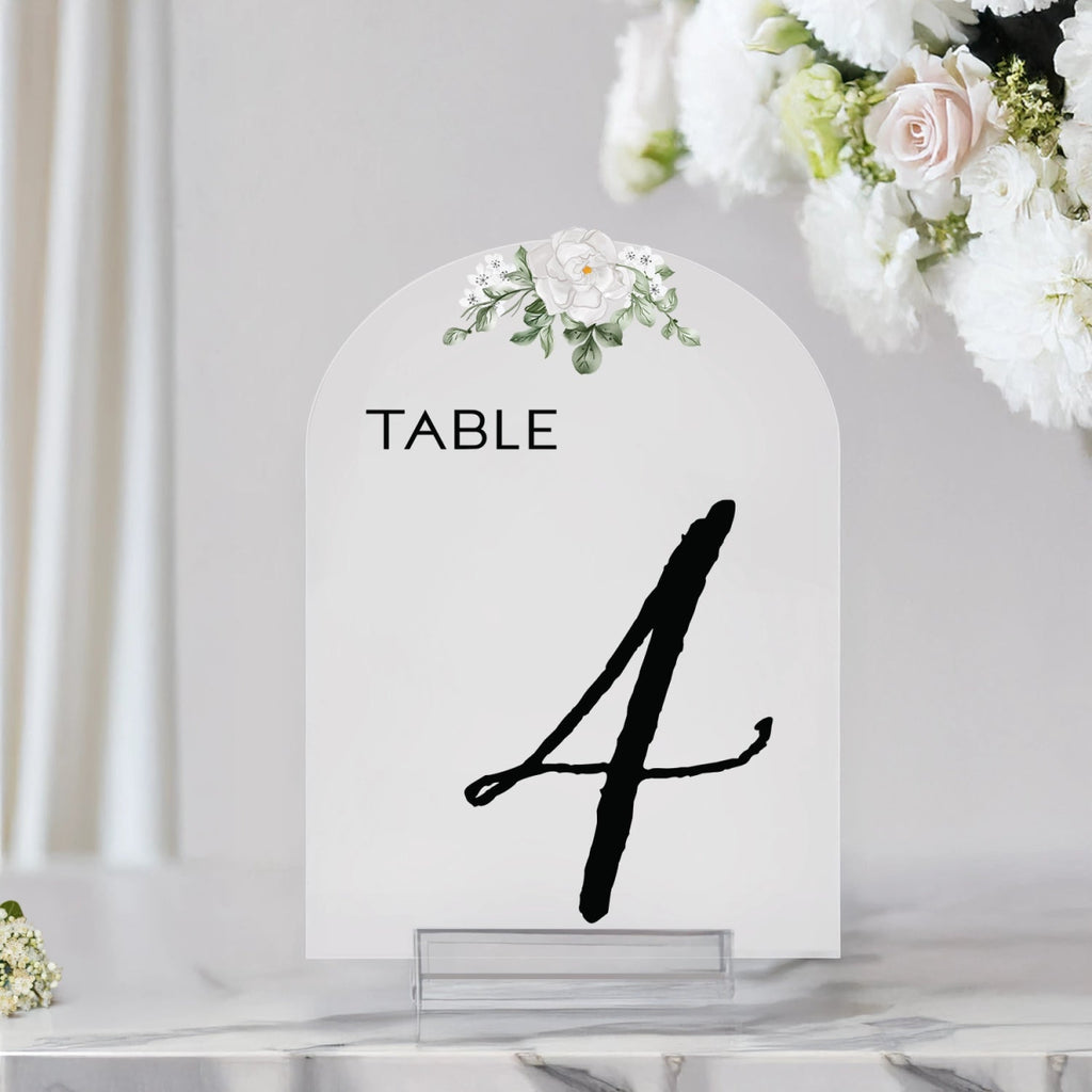 Floral Wedding Table Numbers, Acrylic Or Mirrored Table Numbers, Floral Wedding Decorations - SpeedyOrders