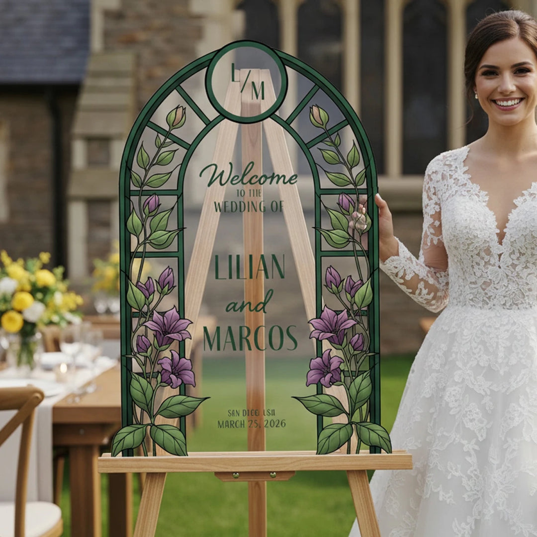 Floral Wedding Welcome Sign - SpeedyOrders