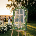 Floral Wedding Welcome Sign, Green Stained Glass Wedding Signs - SpeedyOrders