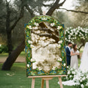 Floral Wedding Welcome Sign, Green Stained Glass Wedding Signs - SpeedyOrders