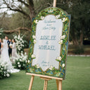 Floral Wedding Welcome Sign, Green Stained Glass Wedding Signs - SpeedyOrders