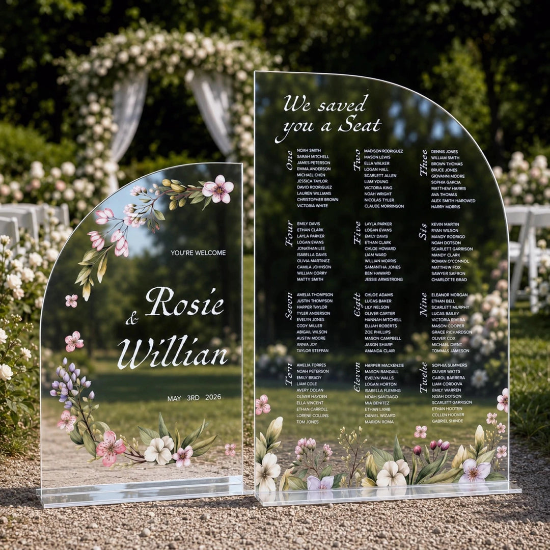 Floral Wedding Welcome Sign & Seating Chart Set - SpeedyOrders