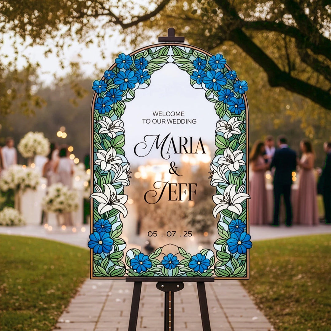 Floral Welcome To Our Wedding Sign - SpeedyOrders