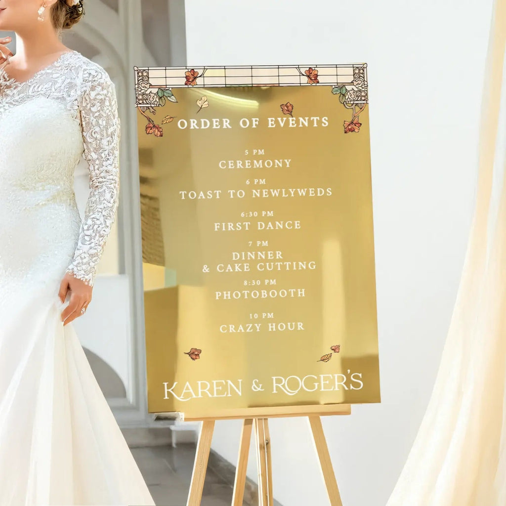 Forever In Love Wedding Bundle Set, Stained Glass Floral Wedding Sign Bundle, Seating Chart, Order Of Events and Table Signs - SpeedyOrders