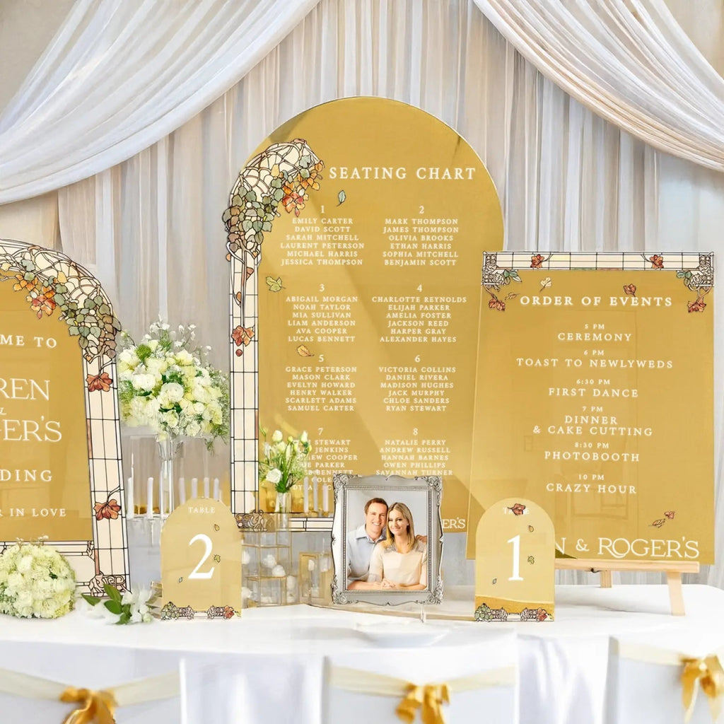 Forever In Love Wedding Welcome Sign, Stained Glass Floral Wedding Sign - SpeedyOrders