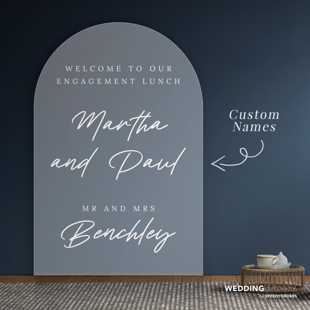 Frosted Acrylic Engagement Sign, Engagement Welcome Sign, Engagement Party Sign - SpeedyOrders