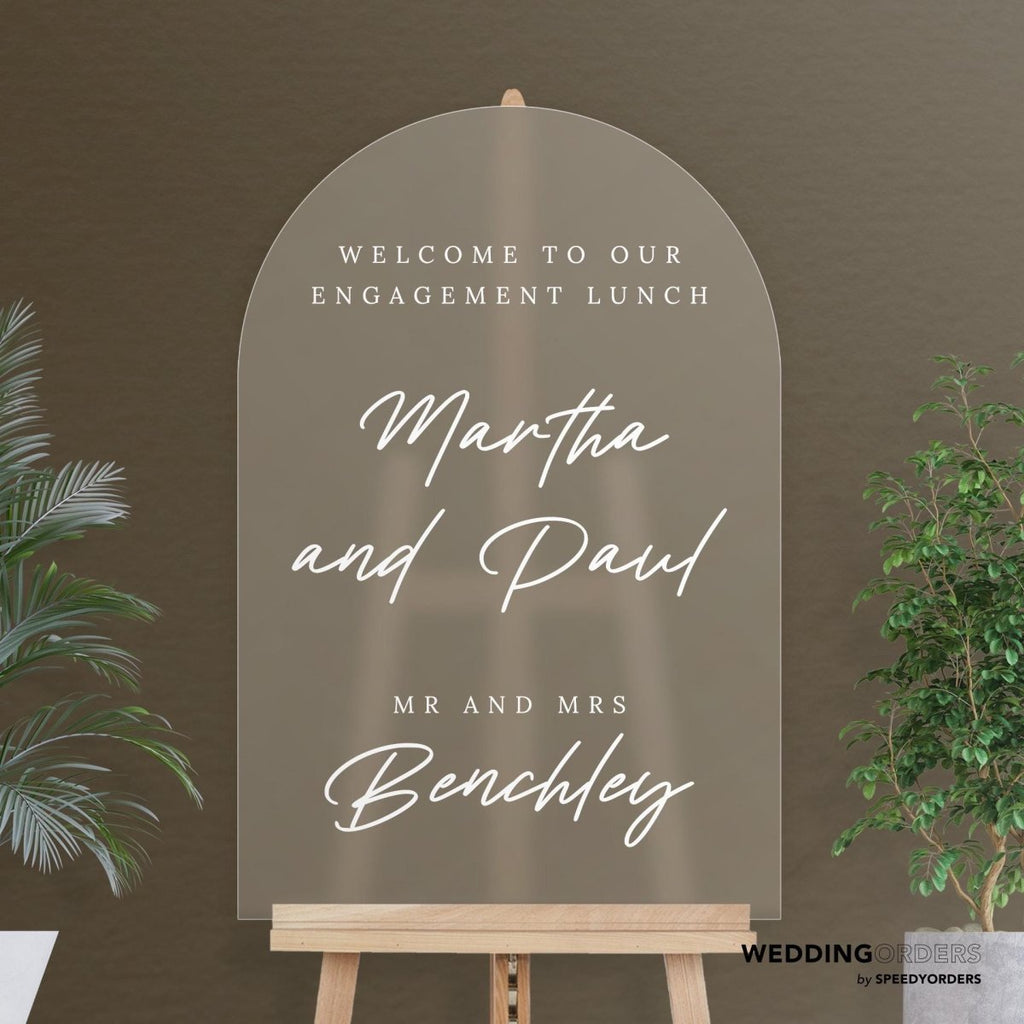 Frosted Acrylic Engagement Sign, Engagement Welcome Sign, Engagement Party Sign - SpeedyOrders