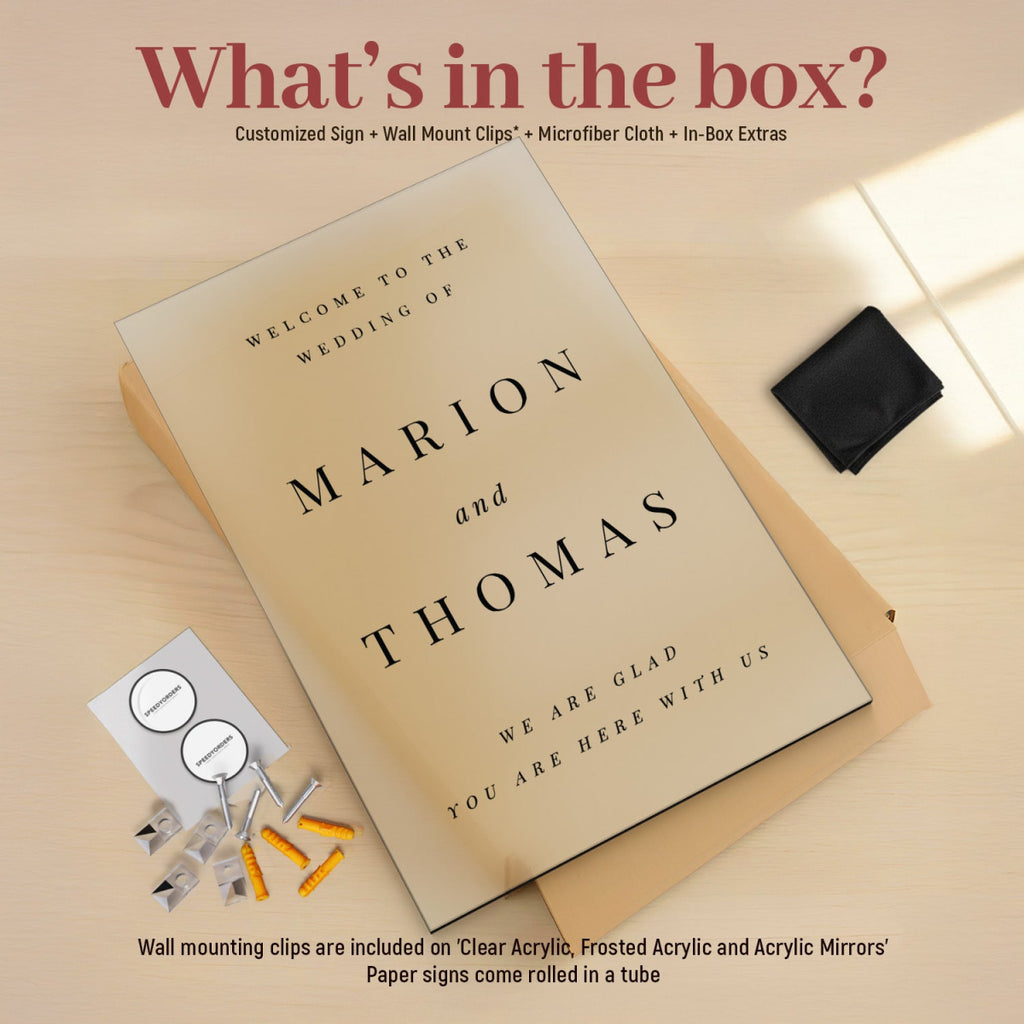 Frosted Acrylic Wedding Welcome Sign, Frosted Acrylic Wedding Decor - SpeedyOrders