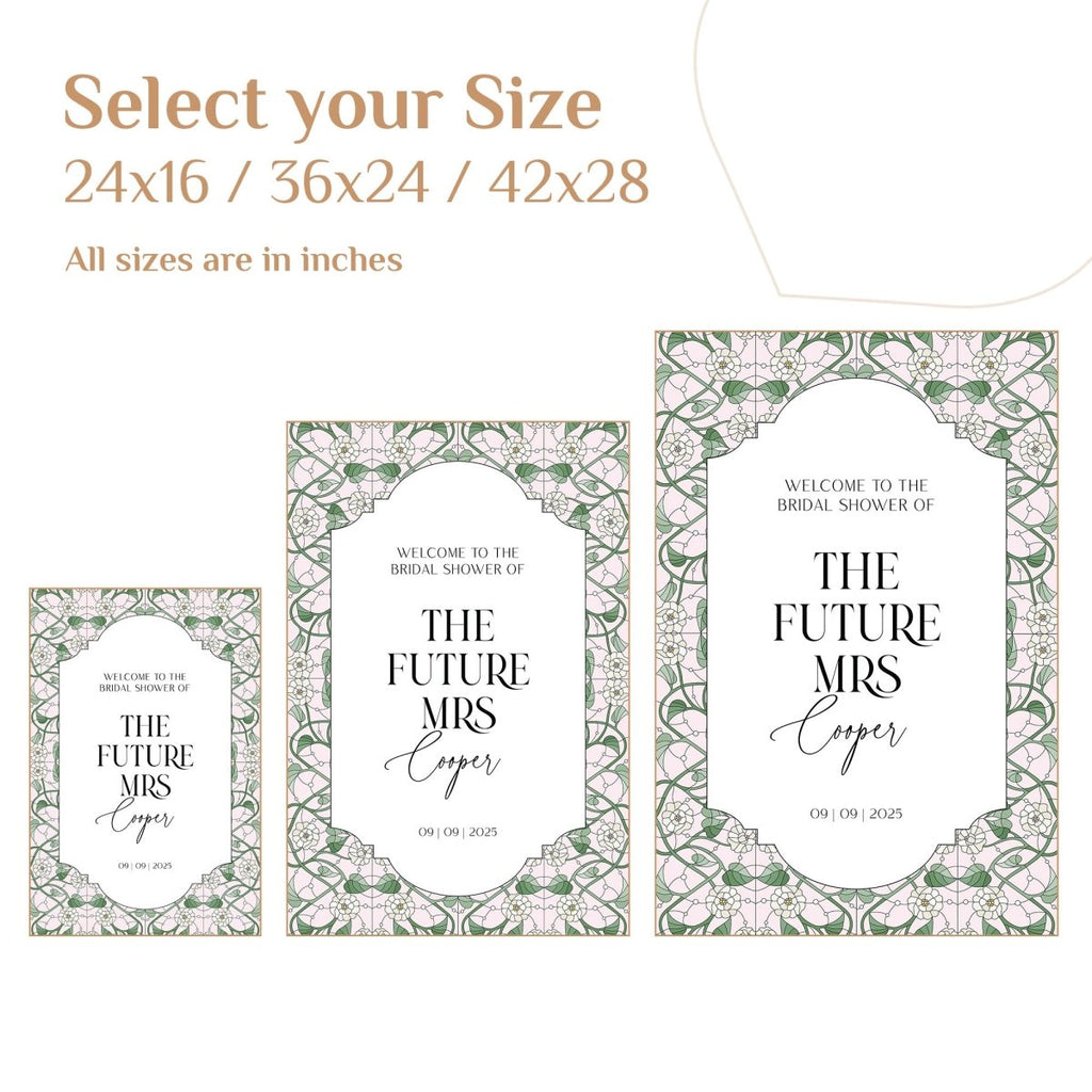 Future Mrs Bridal Shower Welcome Sign, Gold Mirror Stained Glass Bridal Shower Sign - SpeedyOrders