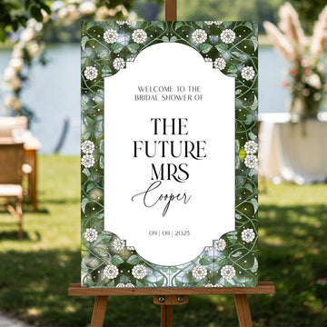 Future Mrs Bridal Shower Welcome Sign, Gold Mirror Stained Glass Bridal Shower Sign - SpeedyOrders