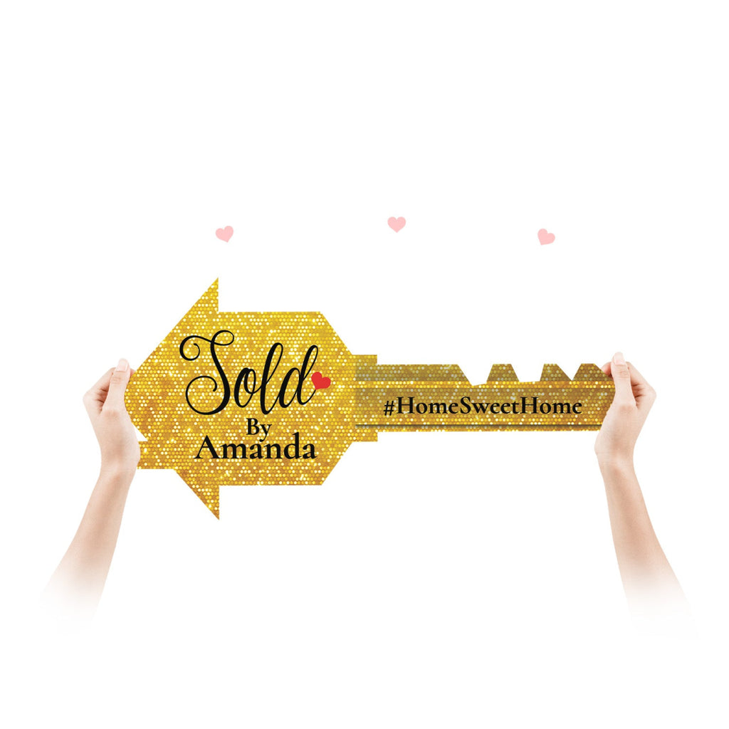 Giant Key Sold Sign For Realtors - Customized Real Estate Sold Key - Personalized Sold Sign For Marketing - SpeedyOrders