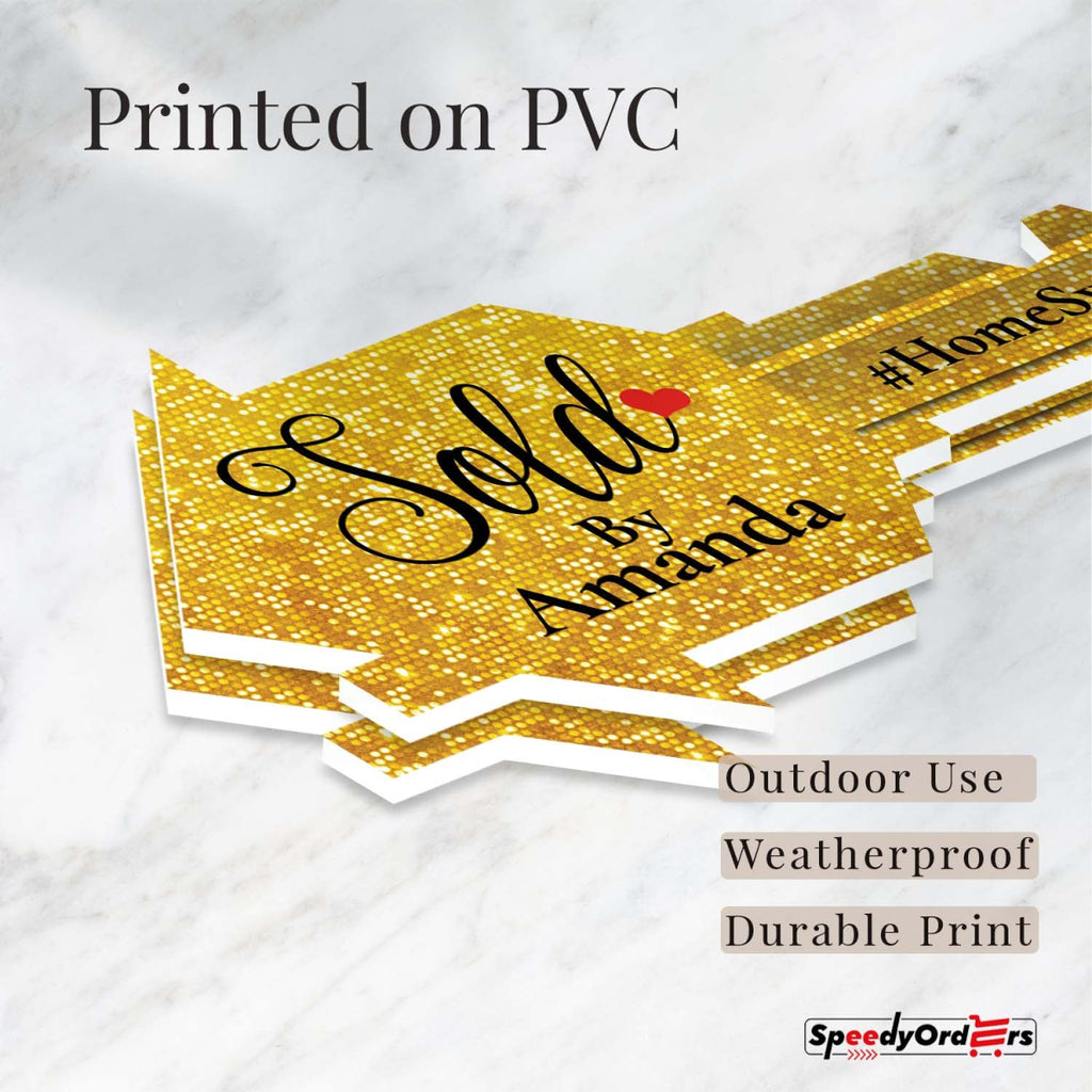 Giant Key Sold Sign For Realtors - Customized Real Estate Sold Key - Personalized Sold Sign For Marketing - SpeedyOrders