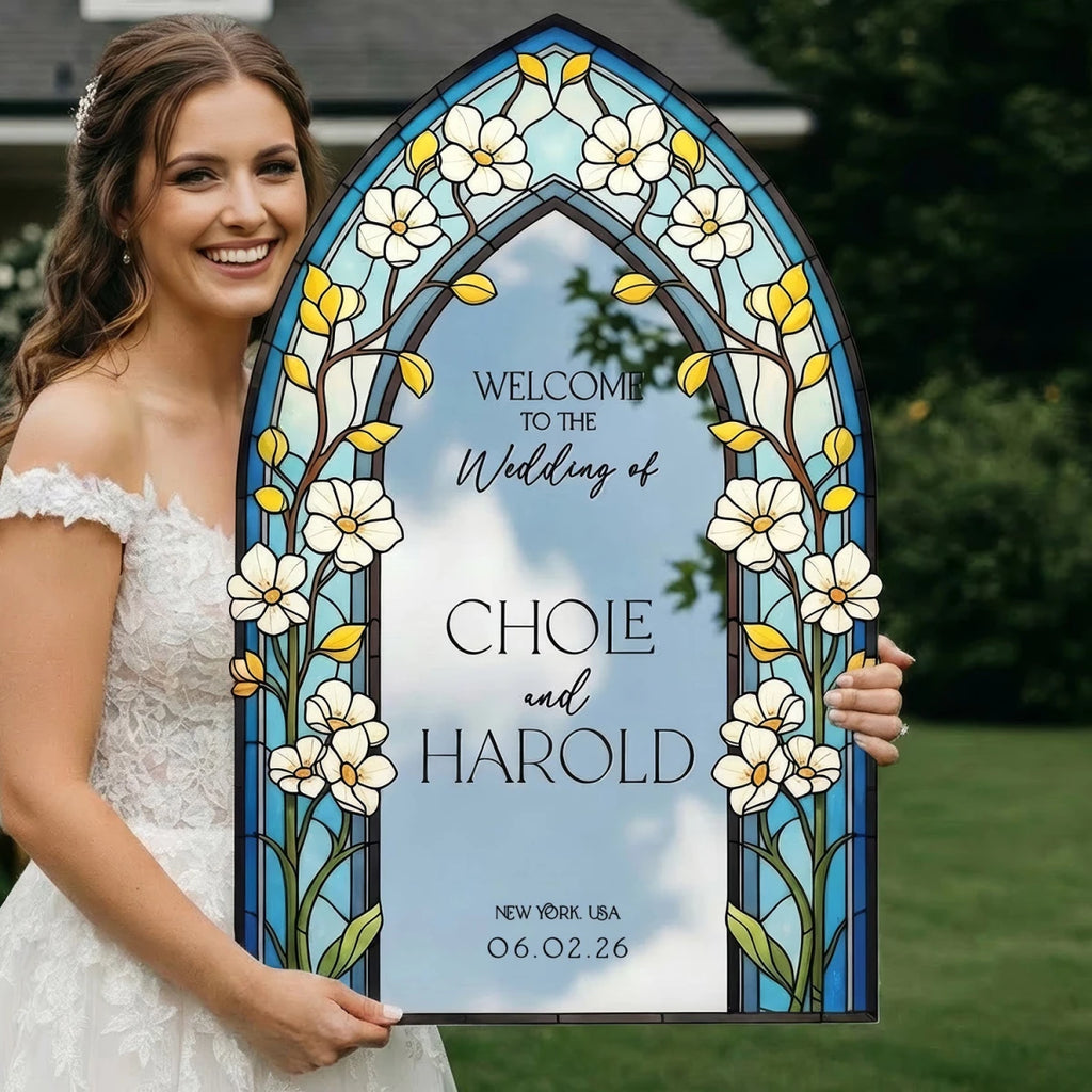 Gothic Arch Wedding Welcome Sign · Stained Glass | SpeedyOrders