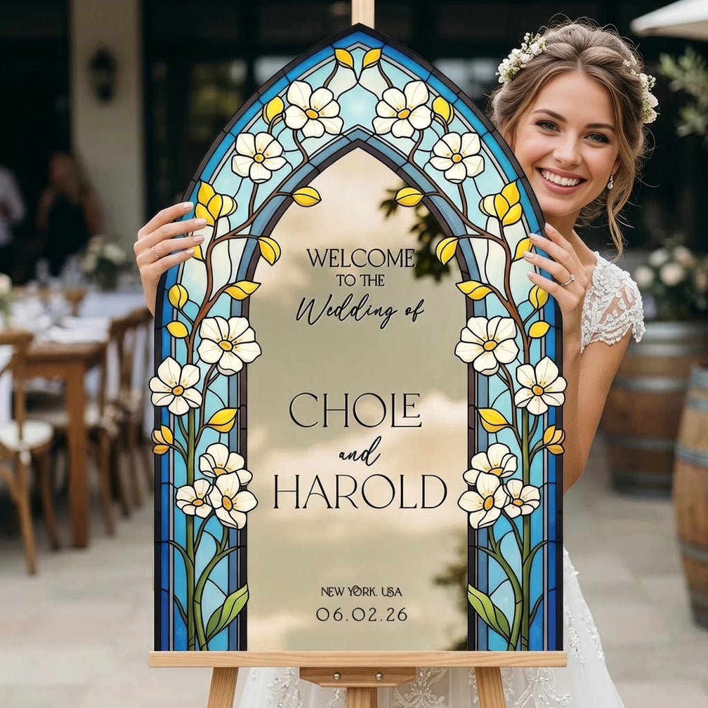Gothic Arch Wedding Welcome Sign · Stained Glass | SpeedyOrders
