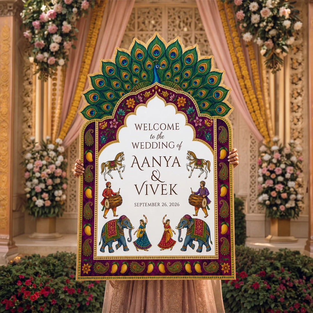 Grand Indian Wedding Welcome Sign — Large Format Baraat Design - SpeedyOrders
