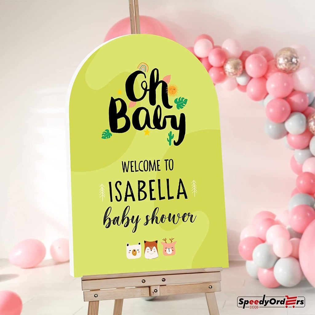 Green Animal Theme Baby Shower Entrance Sign - SpeedyOrders