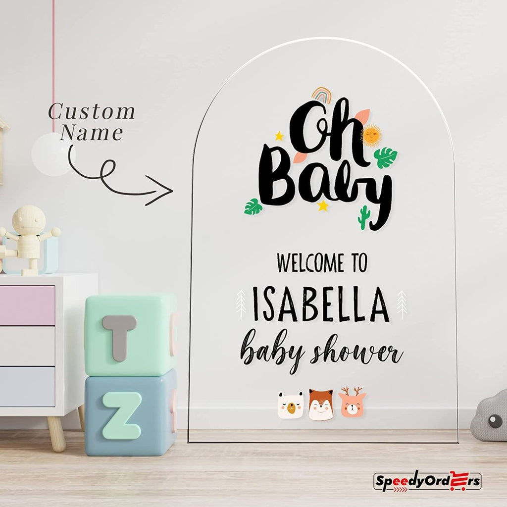 Green Animal Theme Baby Shower Entrance Sign - SpeedyOrders