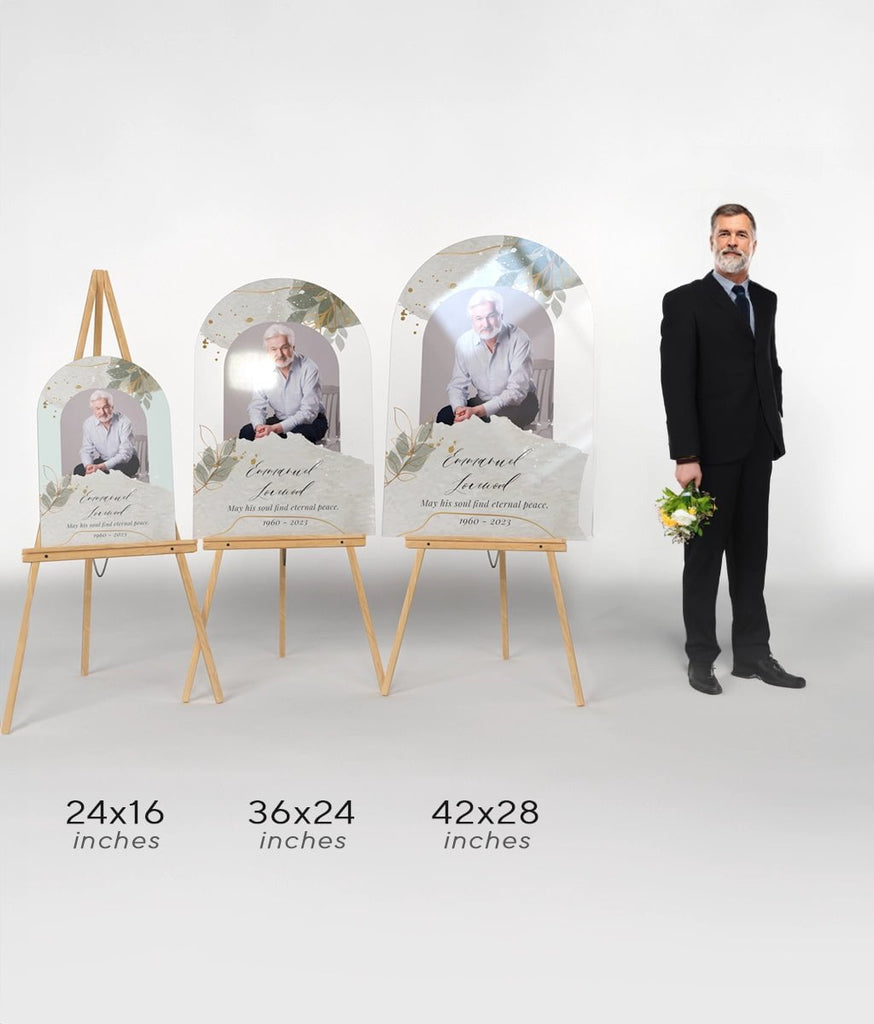 Greenery Funeral Welcome Sign with Photo  - SpeedyOrders