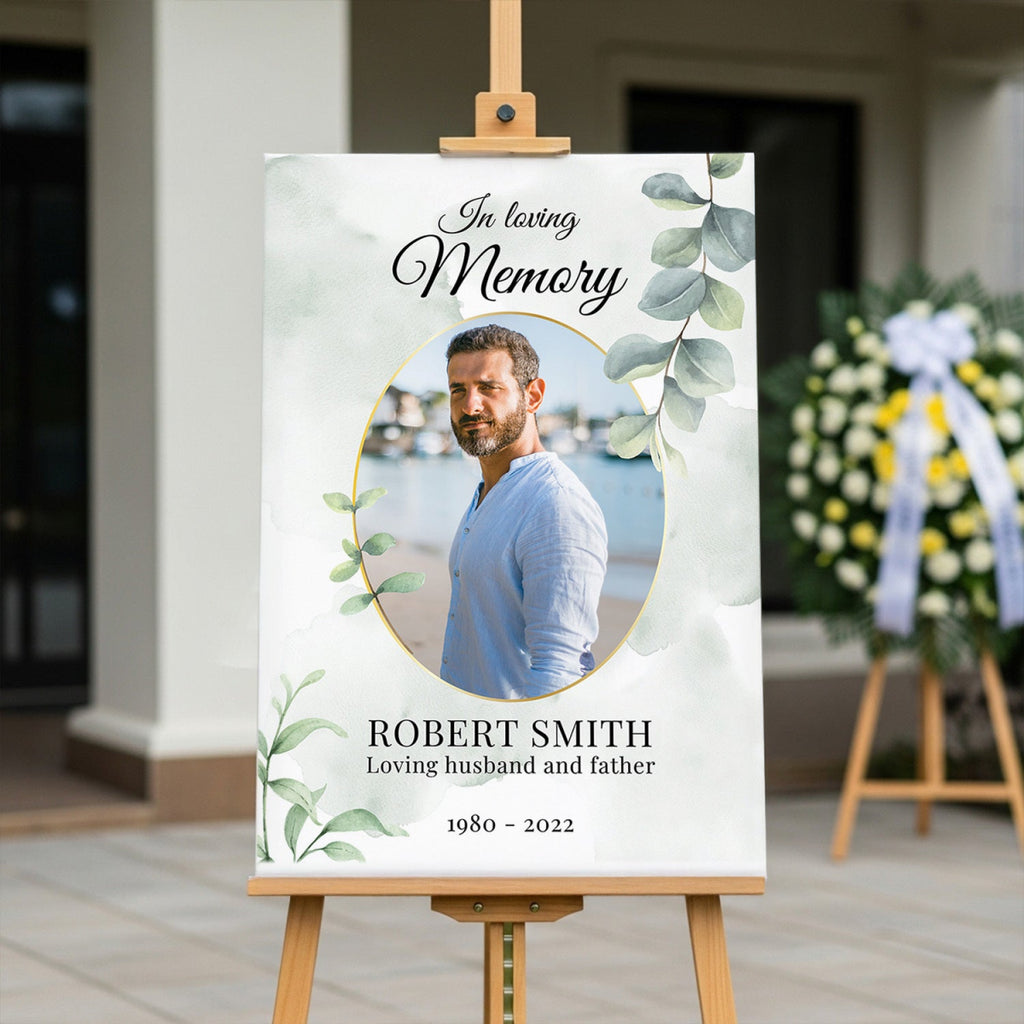 Greenery In Loving Memory Funeral Sign - SpeedyOrders