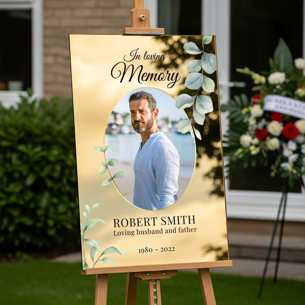Greenery In Loving Memory Funeral Sign - SpeedyOrders