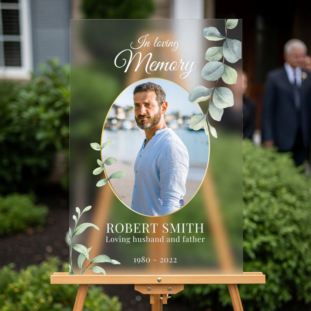 Greenery In Loving Memory Funeral Sign - SpeedyOrders