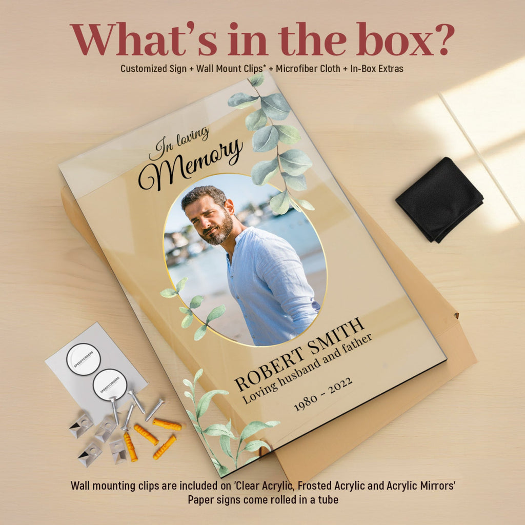 Greenery In Loving Memory Funeral Sign - SpeedyOrders